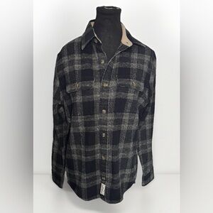 Abercrombie & Fitch Flannel Shirt Jacket XS Black Gray Plaid Fleece